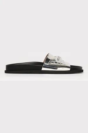 Nº21 Sliders in pelle laminata con fiocco