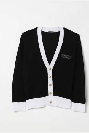 Balmain Cardigan a v in maglia di cotone