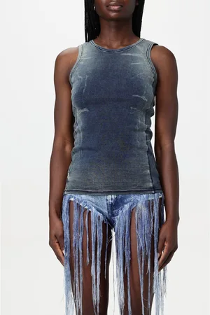 Diesel Tank top a coste con denim trompe l