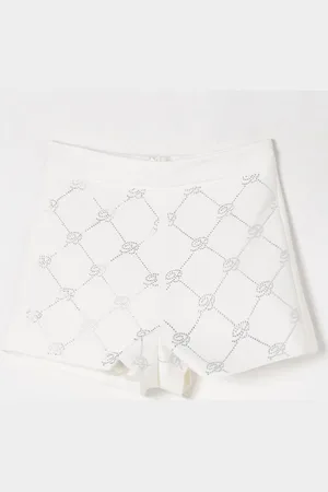 MISS BLUMARINE Pantaloncino con logo di strass