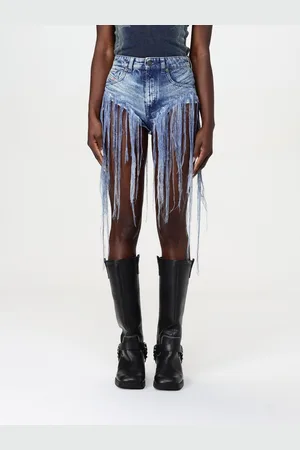 Diesel Pantaloncino in denim con frange