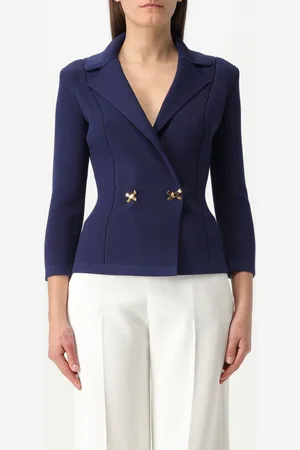 Elisabetta Franchi Blazer in maglia con fiocchi gioiello