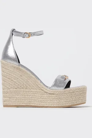 VERSACE Sandalo con zeppa Medusa in pelle laminata