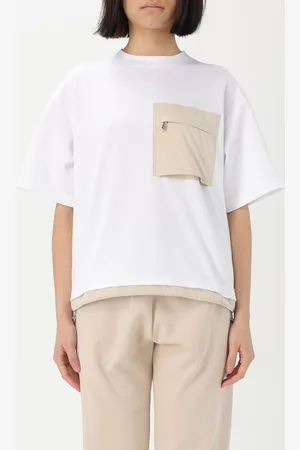 MOORER T-shirt in cotone con toppe e zip