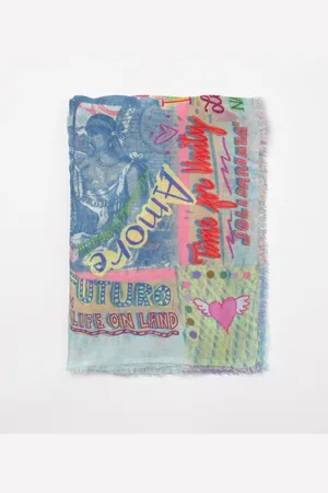 Faliero Sarti Sciarpa in misto cotone con scritta Amore all over