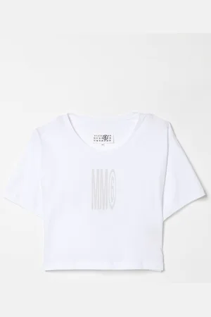 Maison Margiela T-shirt crop con maxi logo