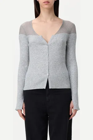 Pinko Cardigan in seta e cashmere a costine