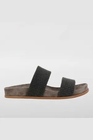 Brunello Cucinelli Sandalo in pelle con monile
