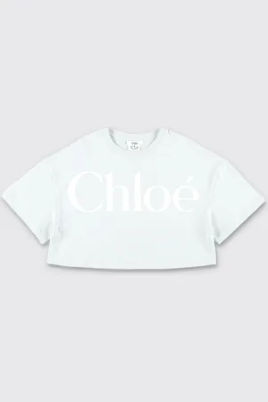 Chloé T-shirt cropped in cotone con logo