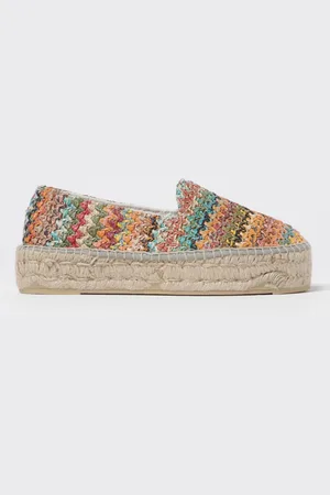 MANEBI Espadrillas Yucatán in rafia con motivo a zig zag multicolor