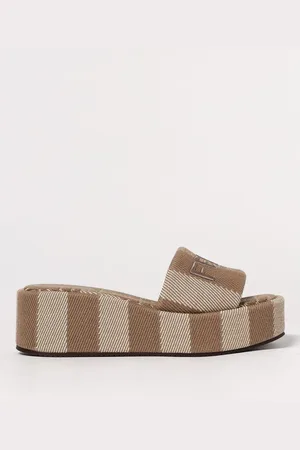 Fendi Sandalo Sunshine in canvas a righe jacquard