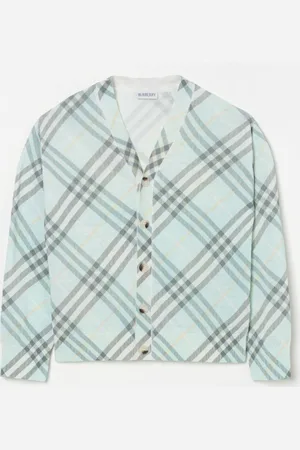 Burberry Cardigan a v check in misto lino