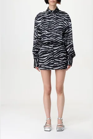 The Attico Abito chemisier in misto seta animalier