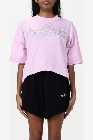 DISCLAIMER T-shirt crop in cotone con maxi logo