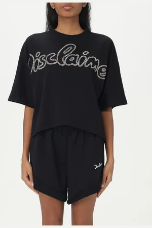 DISCLAIMER T-shirt crop in cotone con maxi logo