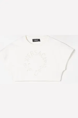 VERSACE Felpa crop con logo traforato