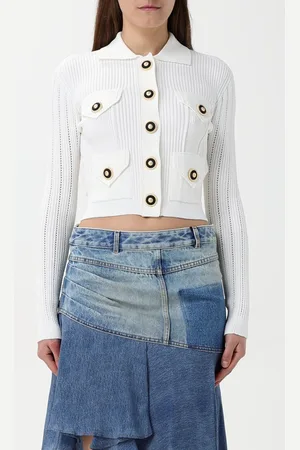 Balmain Cardigan in maglia lavorata a coste traforata