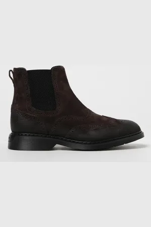 Hogan Stivaletto H576 in camoscio con motivo brogue a coda di rondine