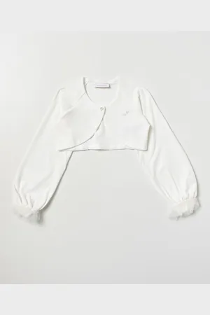 MONNALISA Cardigan cropped con logo di strass