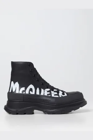 Alexander McQueen Stivaletto Tread Slick in pelle con logo stampato