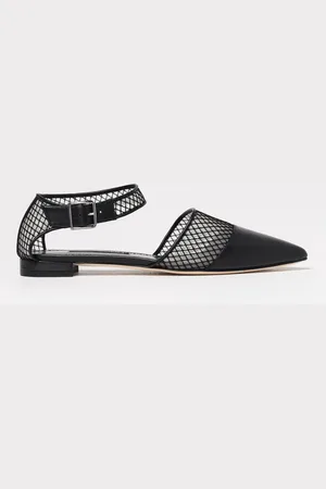 Manolo Blahnik Ballerina Jatelah in pelle e nylon a rete