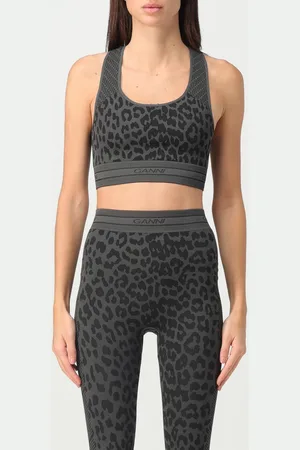 Ganni Top in tessuto stretch con motivo animalier