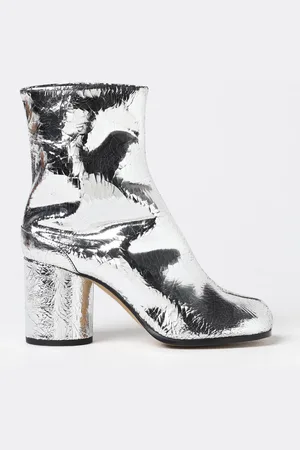 Maison Margiela Stivaletto Tabi Mirror in pelle laminata cracklè