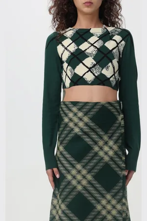 Burberry Pullover crop in cotone con motivo Argyle