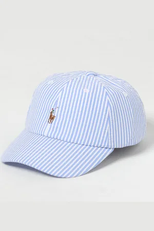 Ralph Lauren Cappello in cotone a righe con logo ricamato