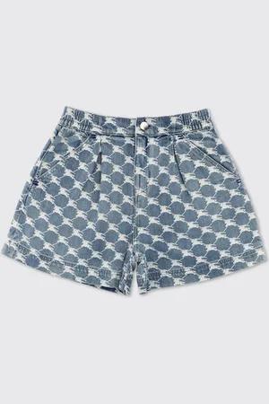 Burberry Pantaloncino Kids in denim con logo all over