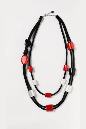 Emporio Armani Collana multifilo in cotone e resina