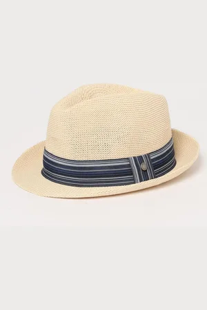 Barbour Cappello Trilby Belford in rafia con fettuccia a righe