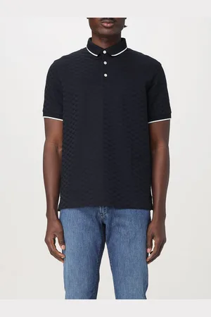 Emporio Armani Polo in cotone con logo floccato all-over