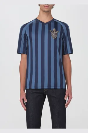 Fendi T-shirt a v a righe con stemma in poliestere