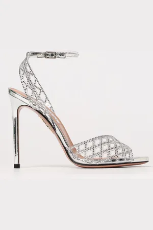Aquazzura Sandalo in pvc traforato con strass all over