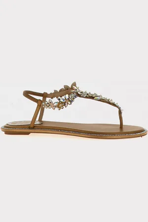 RENE CAOVILLA Sandalo in pelle con cristalli incastonati