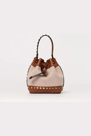 VALENTINO GARAVANI Borsa Rockstud in canvas e pelle a grana