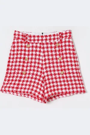 Balmain Pantaloncino in misto cotone pied-de-poule