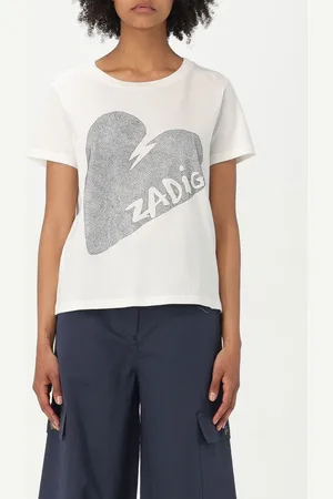Zadig & Voltaire T-shirt in cotone con logo di strass