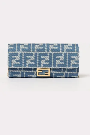 Fendi Portafoglio in denim Continental With Chain Baguette