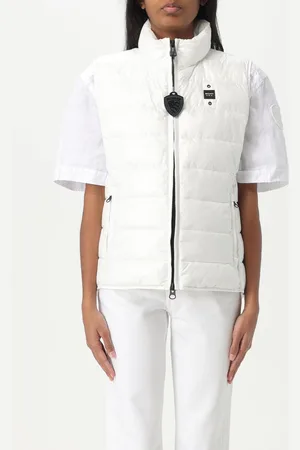 Blauer Gilet in nylon imbottito con logo