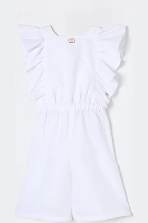 Twin-Set Tuta in lino e cotone con logo