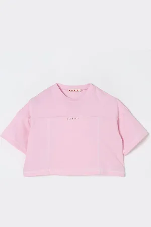 Marni T-shirt crop in cotone con mini logo