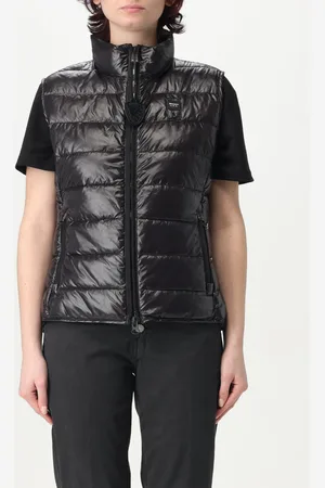 Blauer Gilet in nylon imbottito con logo