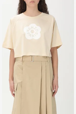 Kenzo T-shirt cropped in cotone con stampa logo