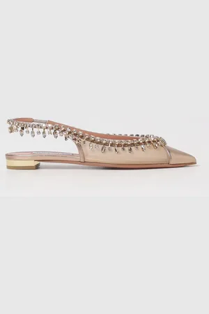 Aquazzura Ballerina Temptation in nylon e nappa laminata con cristalli