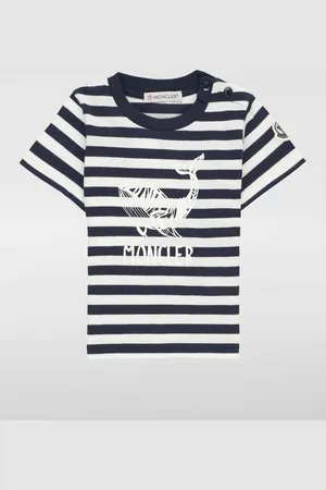 Moncler T-shirt in cotone a righe con stampa balena