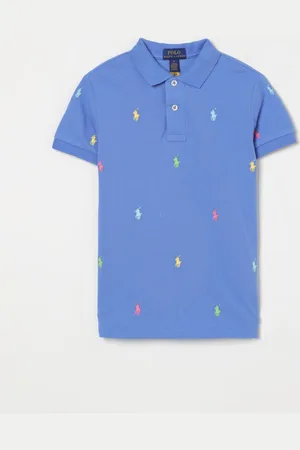 Ralph Lauren Polo in cotone con logo ricamato all-over