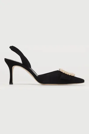 Manolo Blahnik Slingback Gibsli in camoscio con fibbia gioiello