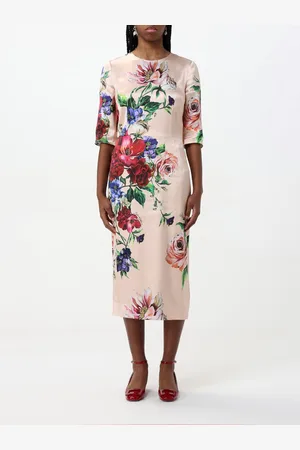 Dolce & Gabbana Abito midi in raso con stampa floreale